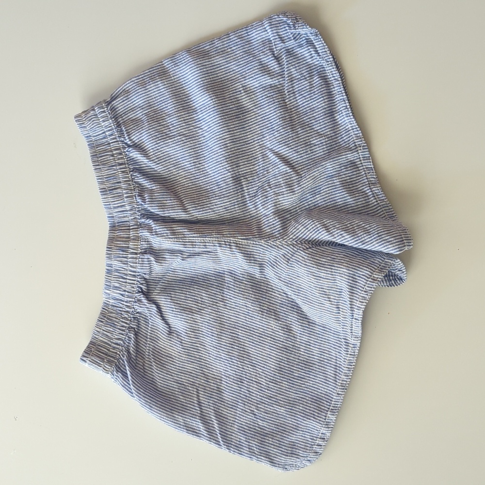EUC CUTE Gap blue white striped girls linen blend cotton summer shorts 8